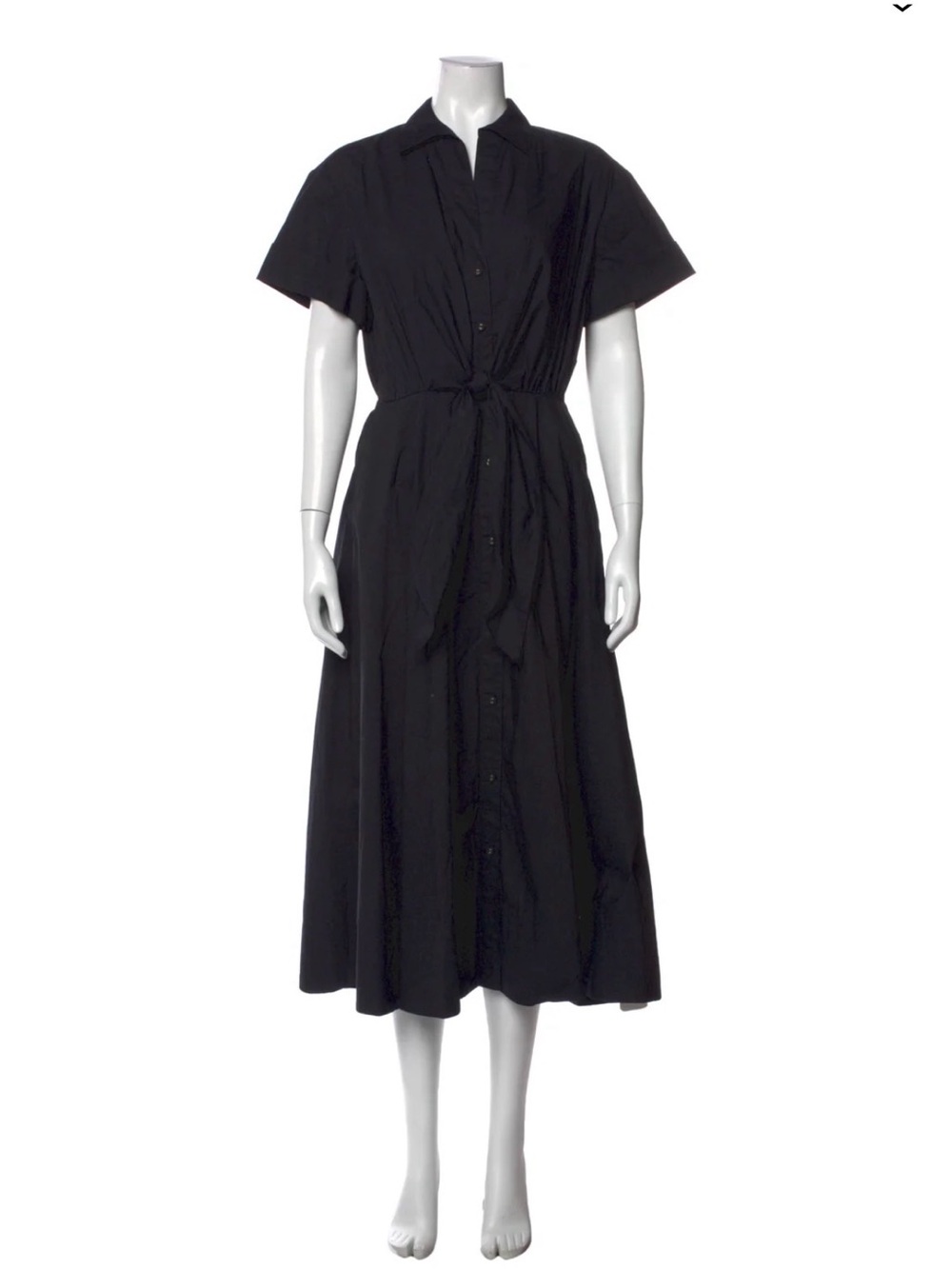 Cara Cara Black Button-Front Tie-Waist Midi Dress